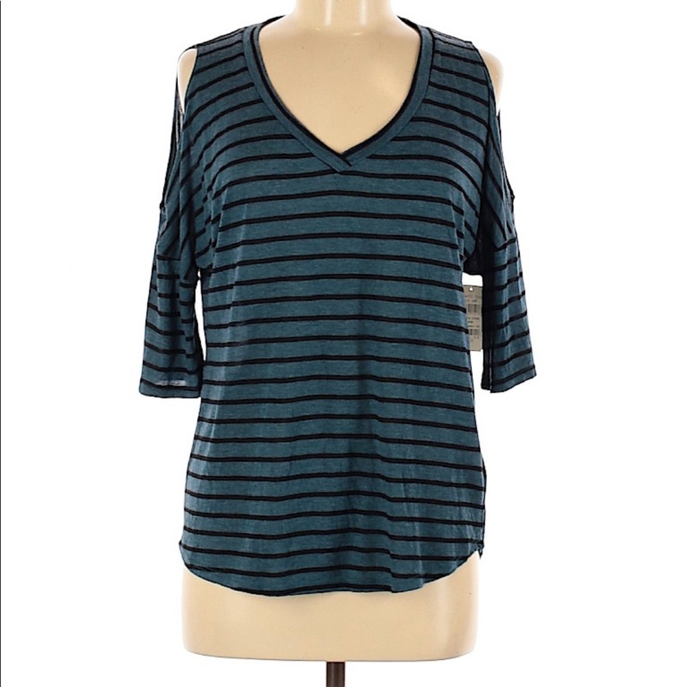 Stateside Teal Stripe Cold Dolman Shoulder T